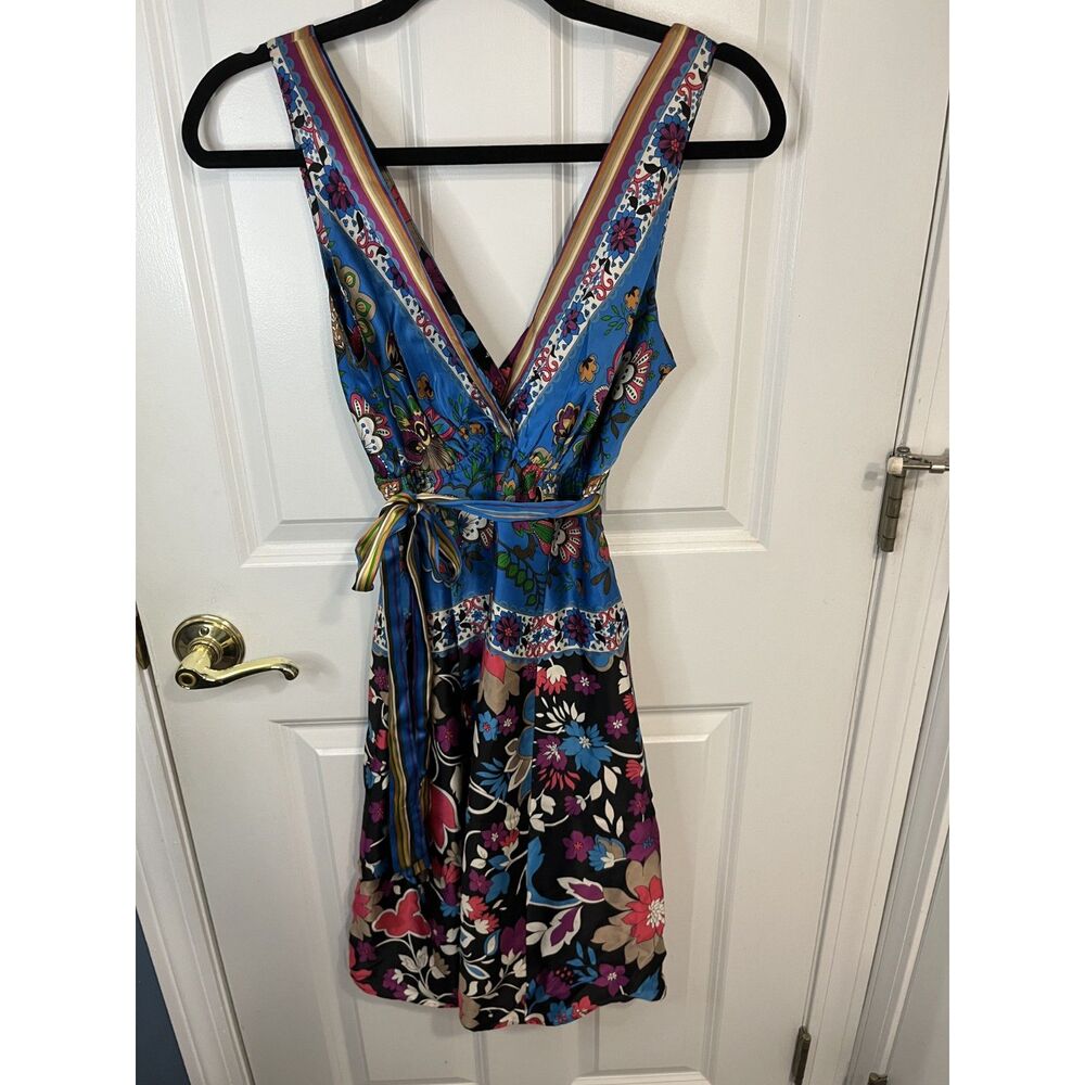 Vintage Y2K 100% Silk Floral Paisley Wrap Dress Size Small/Medium - Picture 4 of 9